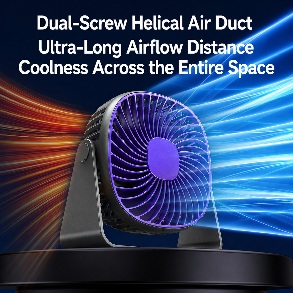 2-in-1 desktop wall-mounted fan with a small night light | Silent operation USB charging mini fan | 3 color options, adjustable tilt angle, long-lasting cooling