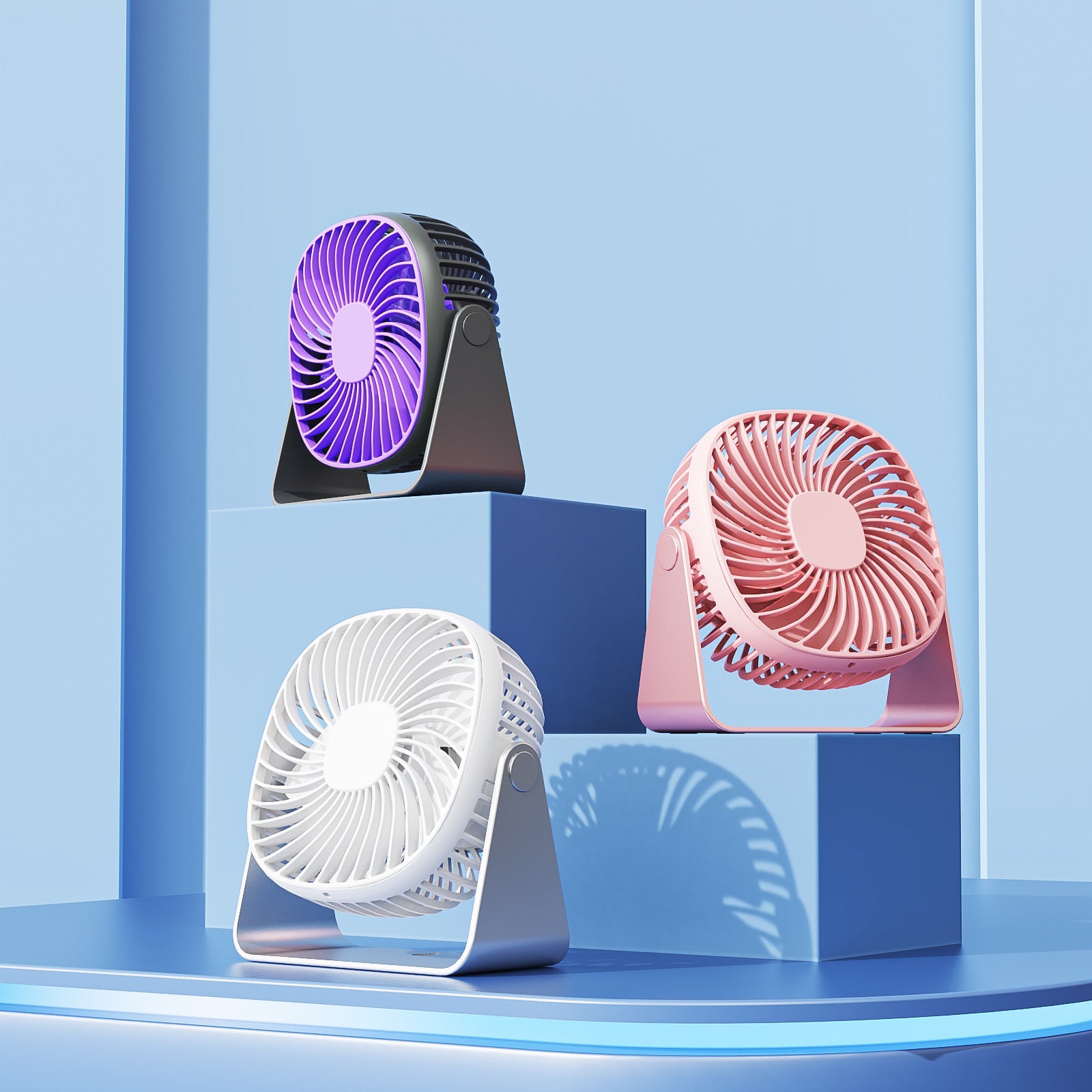 2-in-1 desktop wall-mounted fan with a small night light | Silent operation USB charging mini fan | 3 color options, adjustable tilt angle, long-lasting cooling