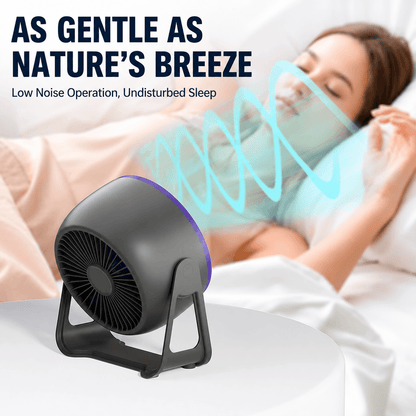 Portable turbo soft breeze fan with digital display, featuring 100-level strong wind, compact and wall-mount dual use.