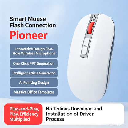 Smart AI mouse Pioneer with five-hole wireless microphone, one-click PPT generation, intelligent article generation, AI painting design, and massive office templates, plug-and-play.