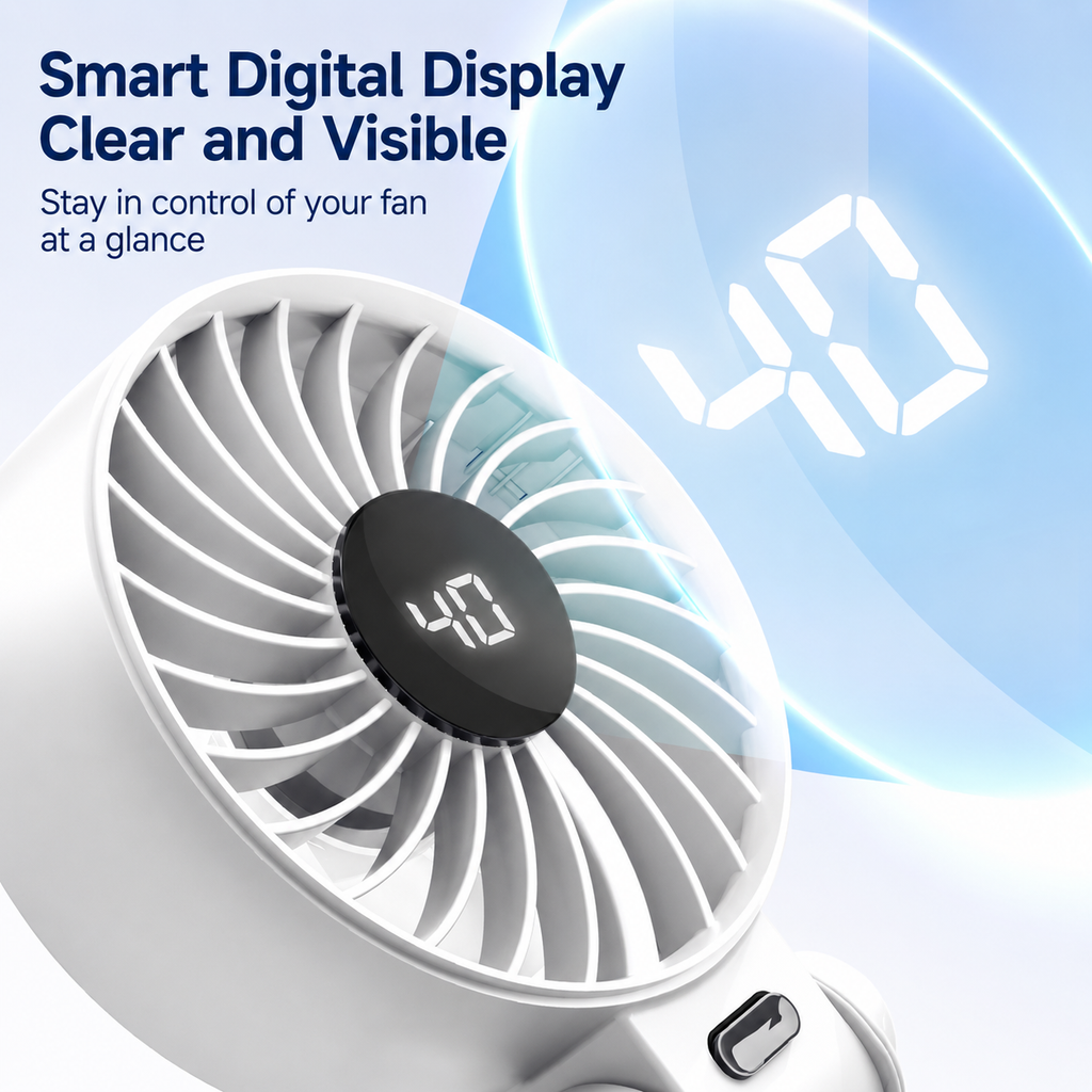 Foldable Handheld Fan with 100 Speeds & LED Display – Rechargeable Mini Fan, Handheld & Desktop 2-in-1, Ultra-Quiet Cooling for Summer Travel, Office & Baby Care